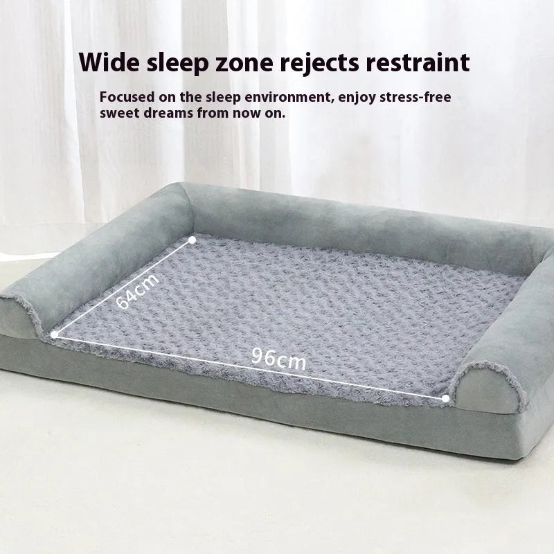 Light grey cloth kennel for medium large dogs showing dimensions and soft-sided construction