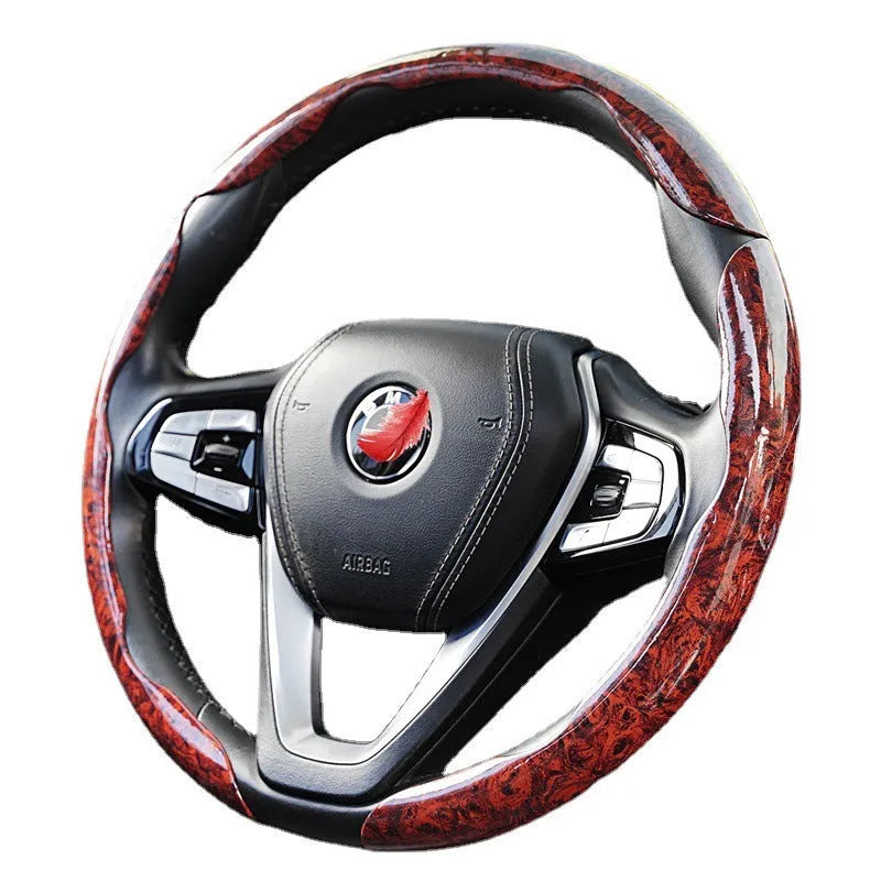 Artificial leather steering wheel sleeve in sports style for 38cm diameter wheels.