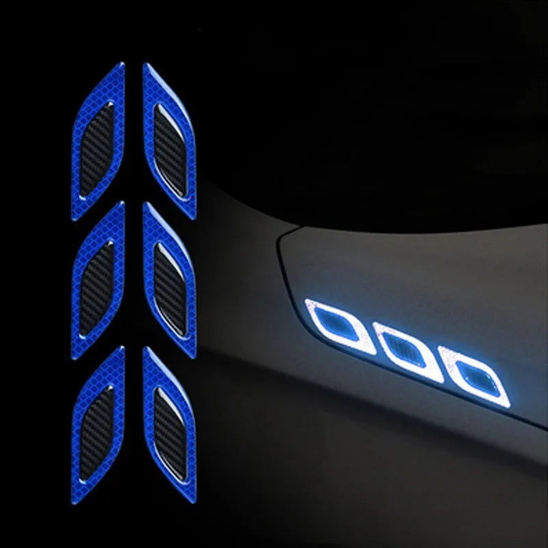Blue reflective bumper strips for car wheels measuring 17mm wide with universal fit