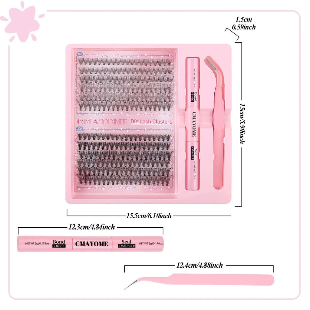 DIY single cluster false eyelashes showing individual artificial fibre lashes for custom application