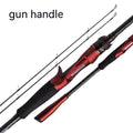 Carbon ultralight fishing rod shown with straight handle and pikestaff grip options in 2.1m and 2.4m lengths.