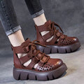 Women's platform sandals with hollow hole design, fish-mouth toe, PU sole, in black colour