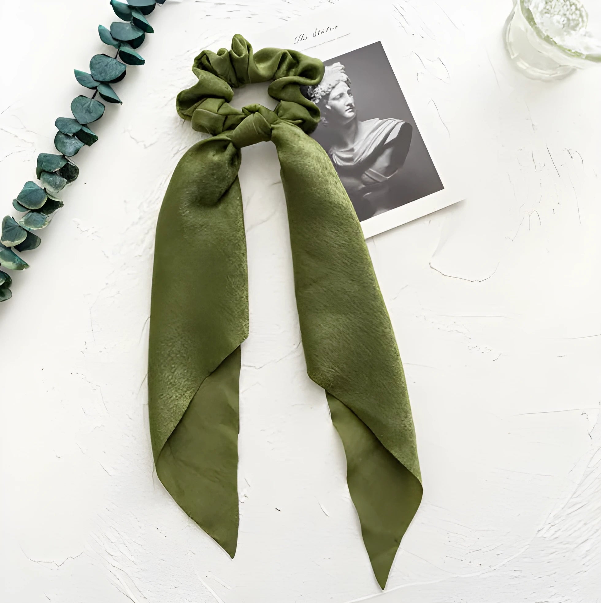 Long ribbon cloth floral hair ring with large intestine ring design for ponytail holding