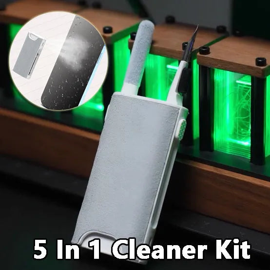 5 In 1 Screen Cleaner Kit with flocking sponge, brush, and metal tip for cleaning earphones, phones, and laptops