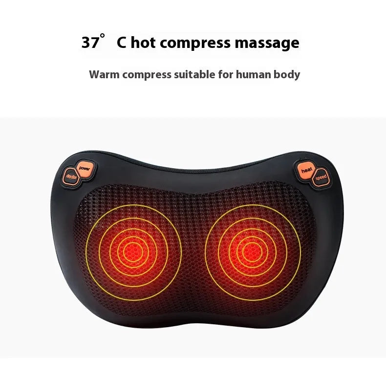 Smart shoulder neck massager pillow with 8 heads in genuine leather brown colour for car and home use
