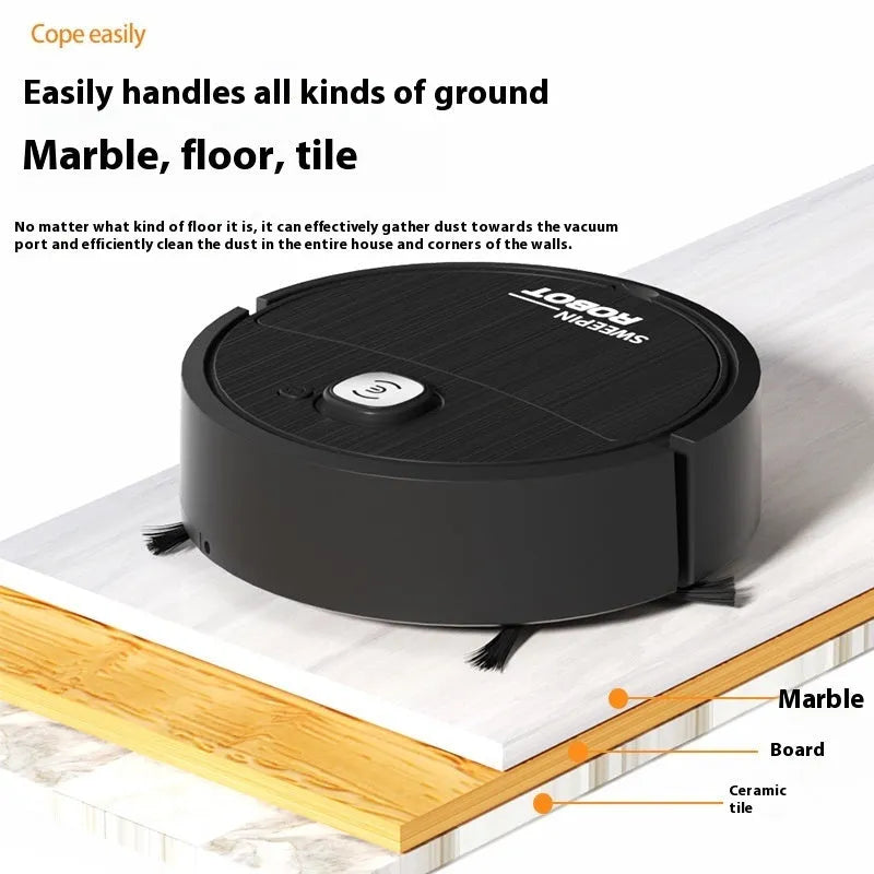 Mini sweeping robot home cleaning vacuum cleaner USB rechargeable in white, black, and violet colour options