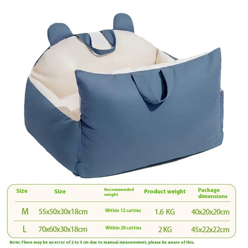 Removable washable dog car kennel in beige colour with universal fit for vehicle travel