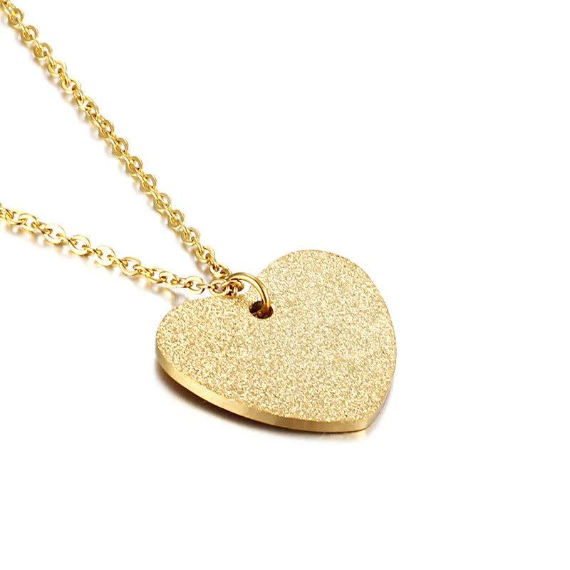 Women's geometric heart pendant necklace in titanium steel with minimalist design