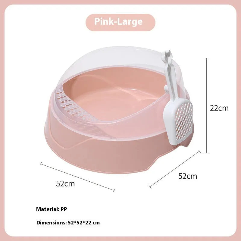 Round deodorant cat litter box in mint green, made from PP plastic with smooth interior