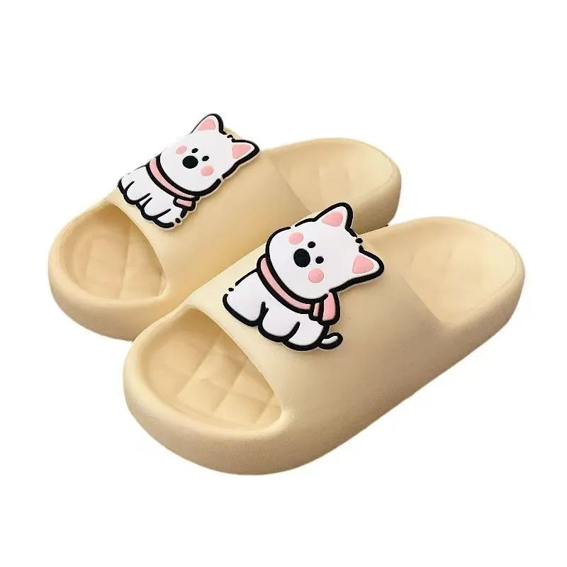 Creative rhombus summer slippers for men and women thickened PVC sole flower pattern cream white