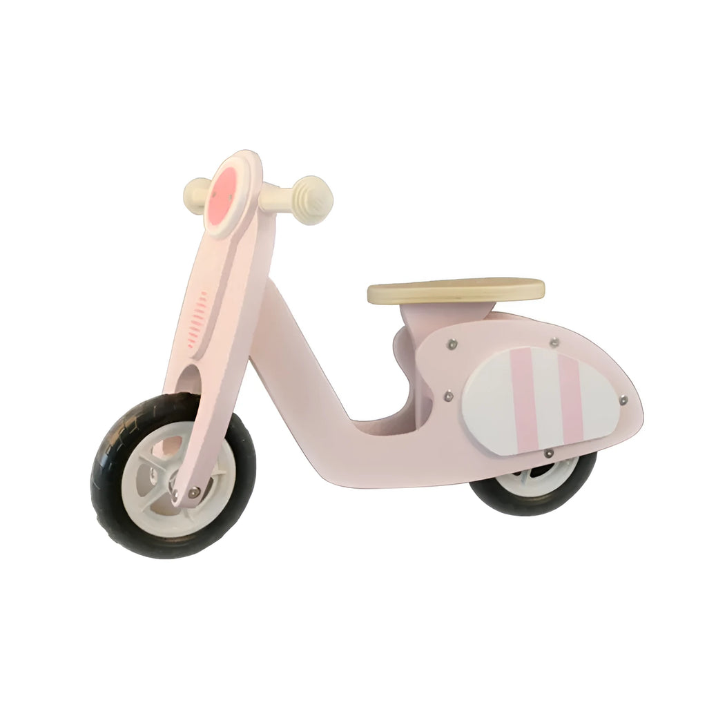 Pink wooden children's balance scooter with 10-inch wheel for ages 1-6