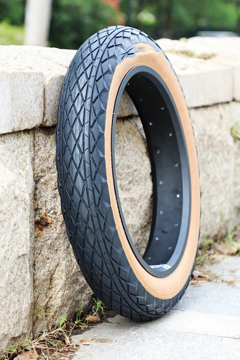 Brown rubber replacement tyre with 20x4.0 dimensions for snowmobiles and electric beach cars