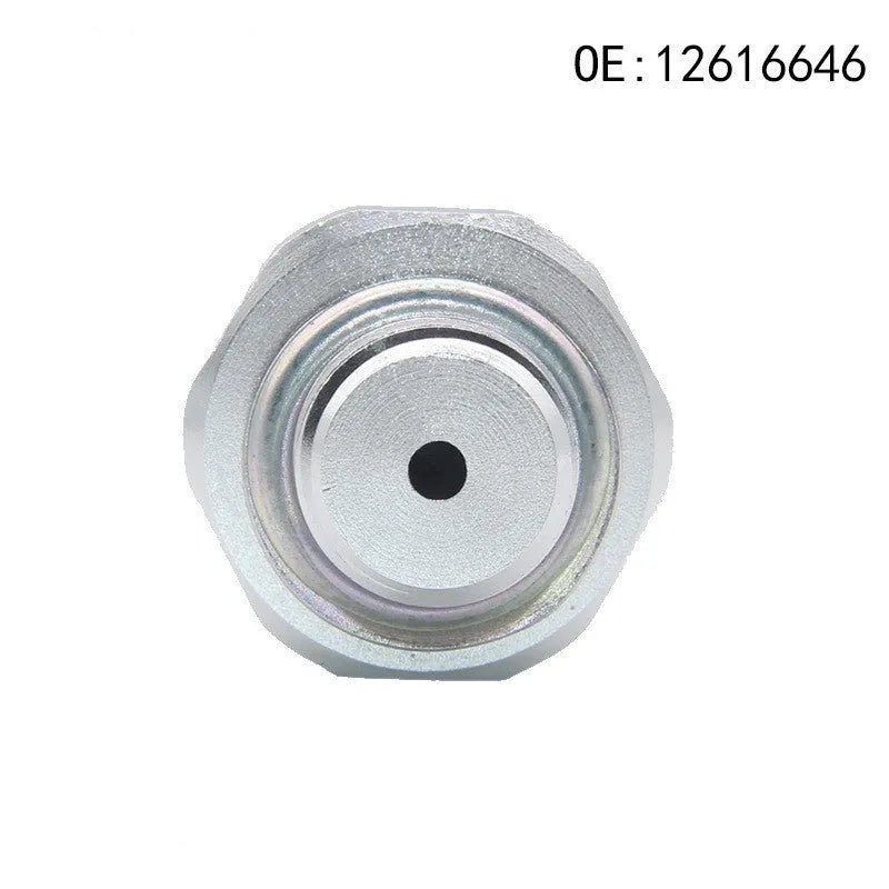 Silver metal fuel pressure sensor compatible with GM part numbers 12616646 and 12677836.