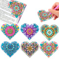 Six handmade PU leather cornerite bookmarks with stick-on crystals in modern simplicity style.