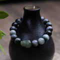 Natural Hetian jade and eagle eye stone Pixiu bracelet, 10mm, black colour, unisex, handcrafted