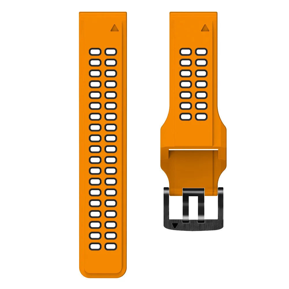 Quick release two-colour silicone watch strap with pin buckle in 22mm or 26mm width