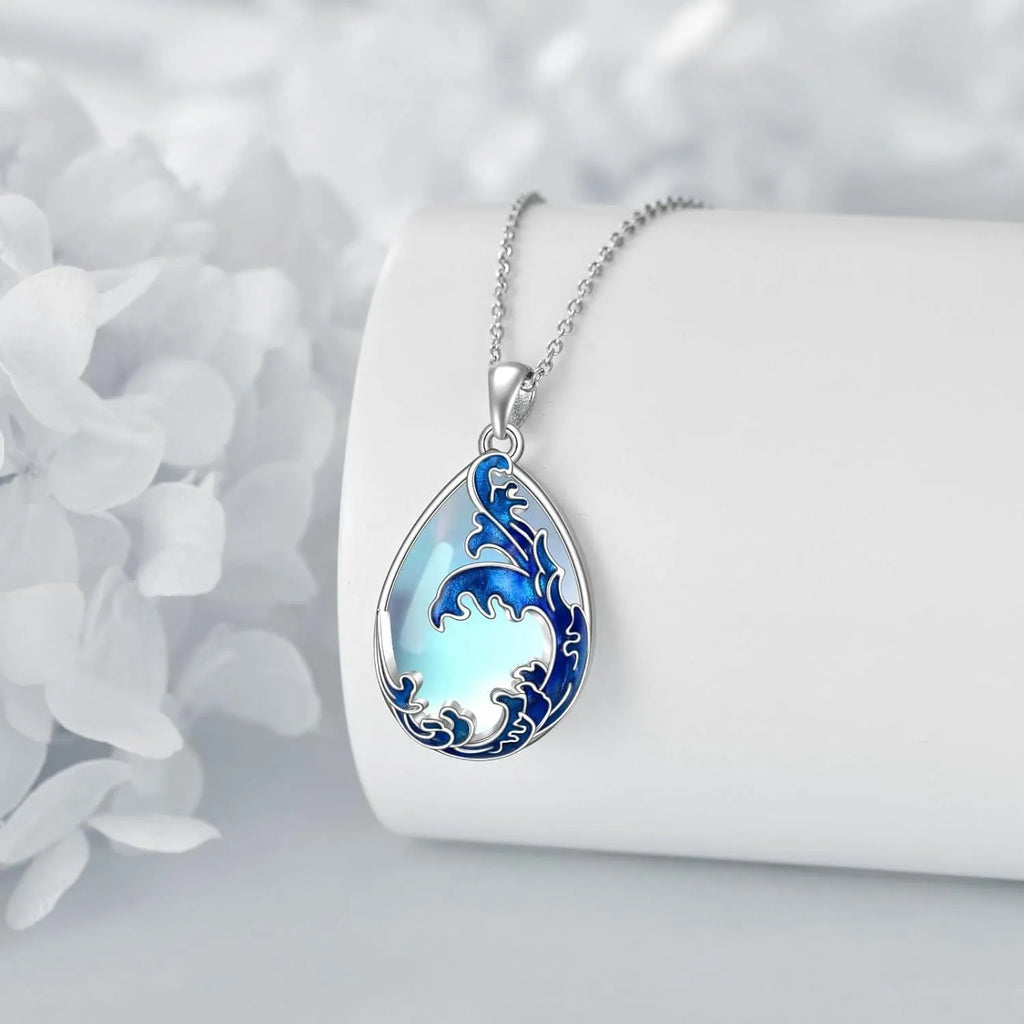 Blue heart-shaped alloy pendant necklace for women with HAILANG charm