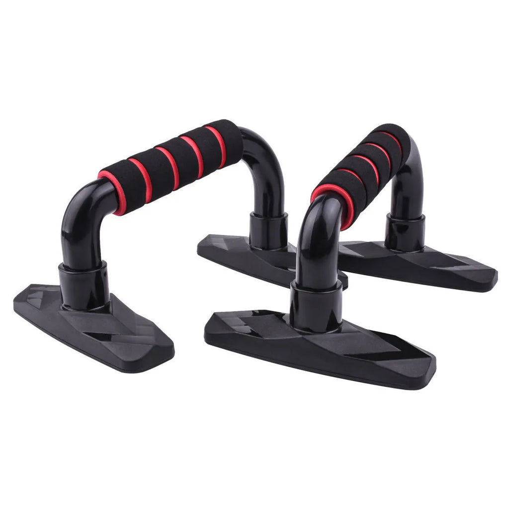 Set of two I-shaped black push up bars made from PP sponge for floor exercises