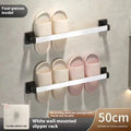 Bathroom slipper rack wall-mounted punch-free carbon steel with seat, Black finish
