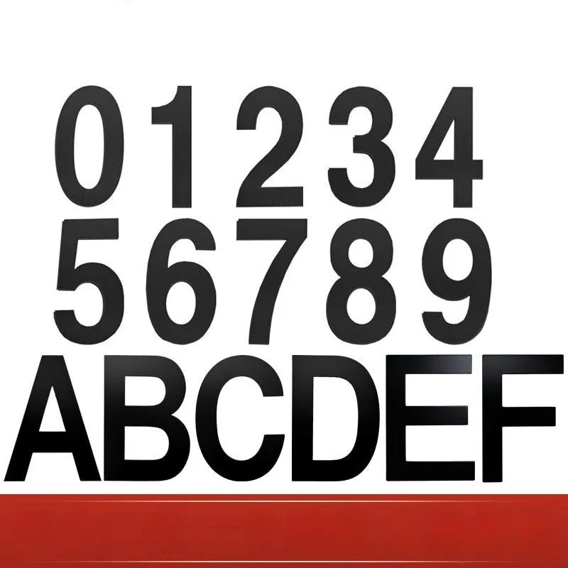 Black stainless steel adhesive house number 7.5cm waterproof for door or wall mounting