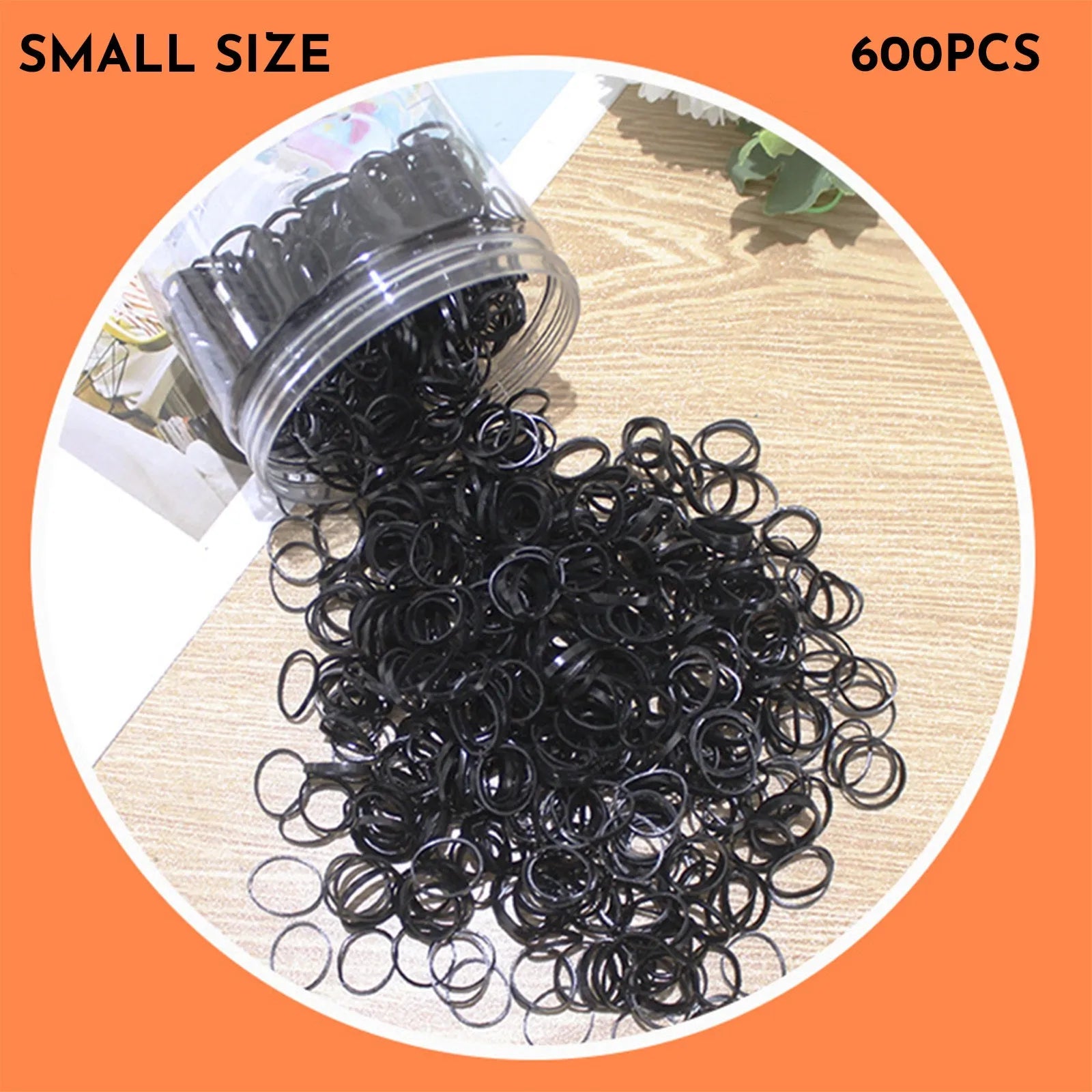 Multi-colour TPU baby hair ties in a reusable container for toddler fine hair, 300 piece pack