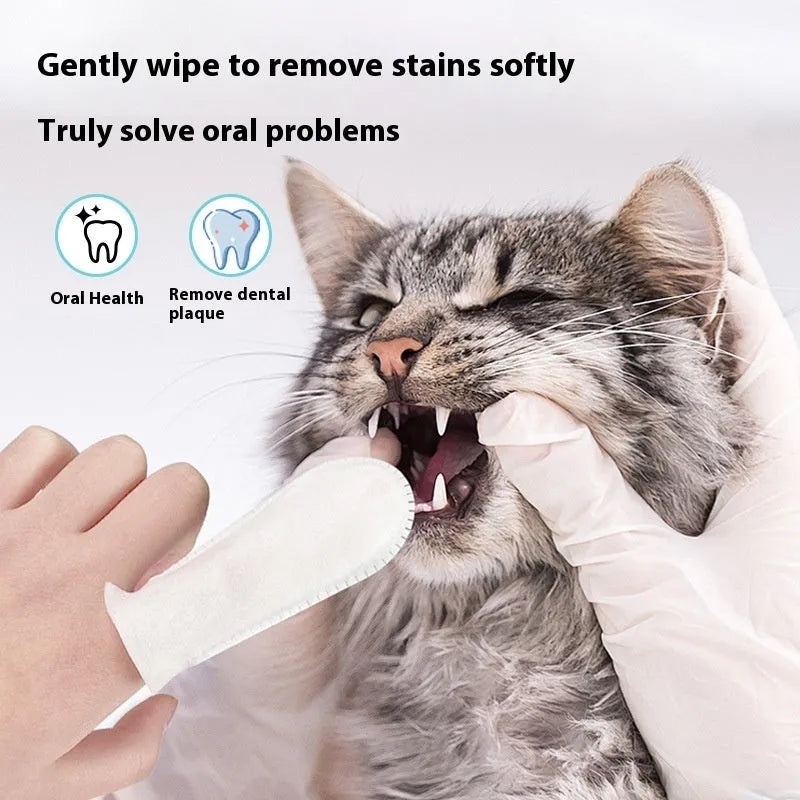 50 disposable pet dental finger cots for cleaning cat and dog teeth