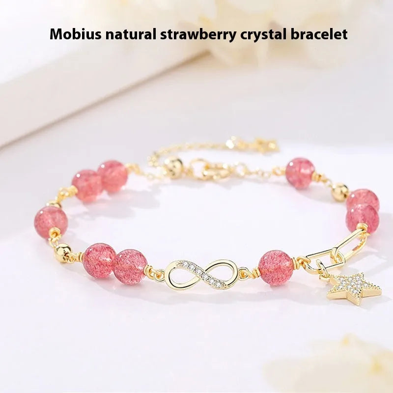 Natural Gray Moonstone Mobius crystal bracelet with Chinese style constellation design