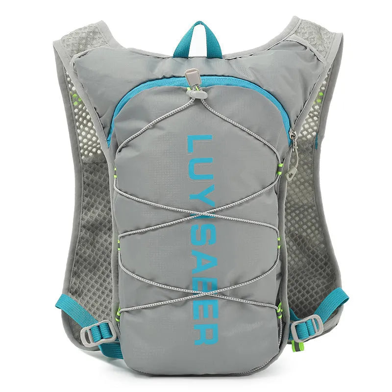 Multifunctional nylon running backpack with reflective details in six colours including black, blue, and orange