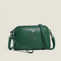 Genuine leather women's shoulder bag with horizontal square shape in neutral colour