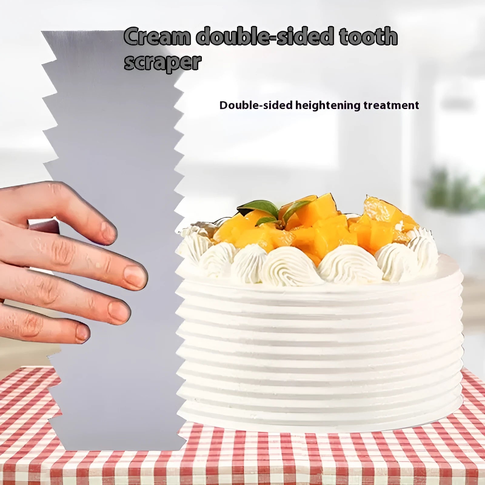 Stainless steel cream scraper cake decorating tool with six pattern styles