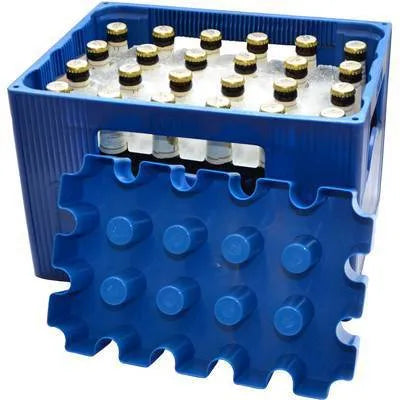 Blue PP plastic outdoor ice tray measuring 34 by 22 by 6 cm for camping and barbecue use
