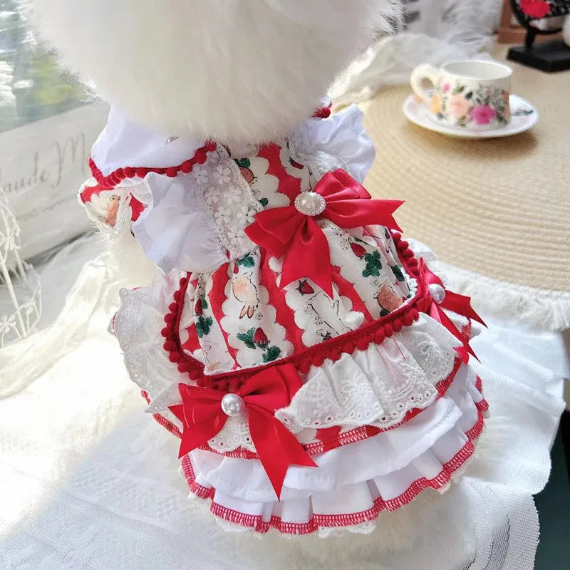 Small dog wearing polyester princess style rabbit skirt costume in various sizes