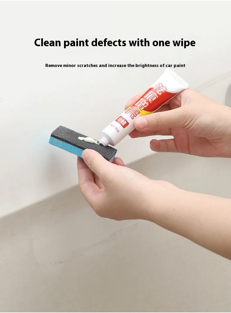 Car repair wax kit with scratch removal polish, brightening wax, and frosted sponge mop for vehicle paint correction