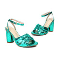 High heel plus size peep toe ankle buckle sandals in gold with fish mouth scaffold and PU upper