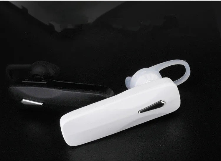 M163 Bluetooth car headset in black and white colour options for hands-free calling and music control