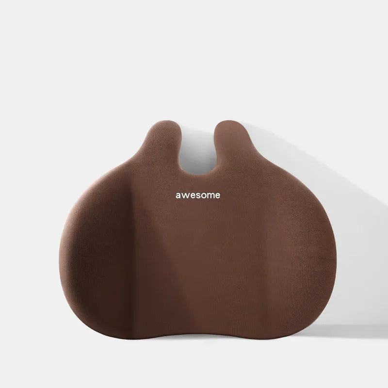 Cow head style automotive headrest car pillow set with lumbar support, cloth, cotton filled, black colour