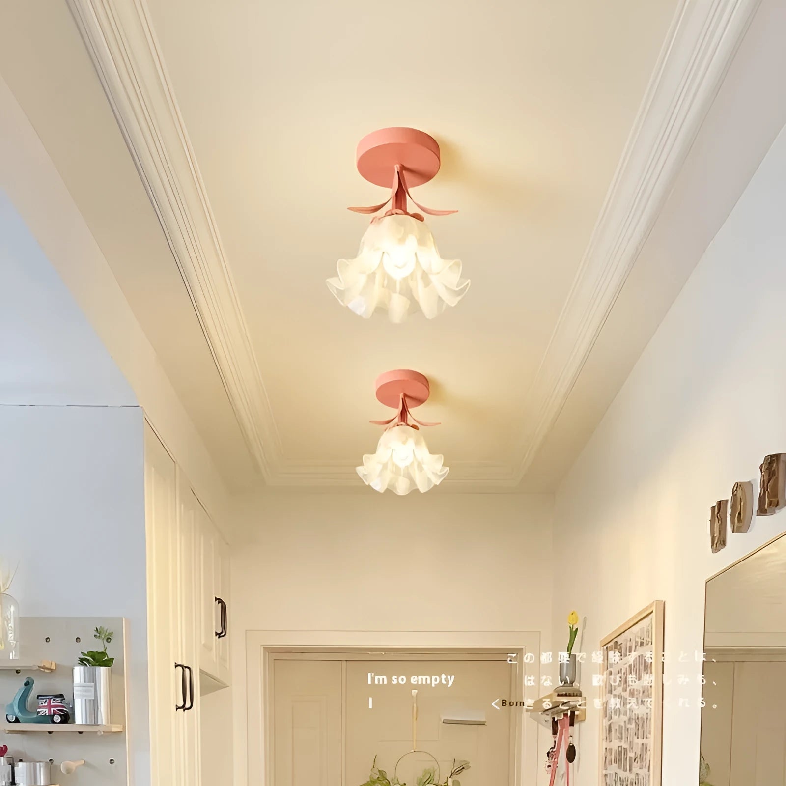 Cream coloured corridor aisle light with Linglan flower design and modern minimalist style