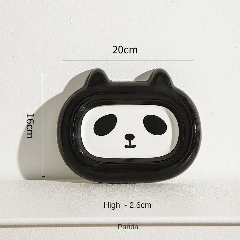 Ceramic pet food bowl with animal pattern for cats and dogs