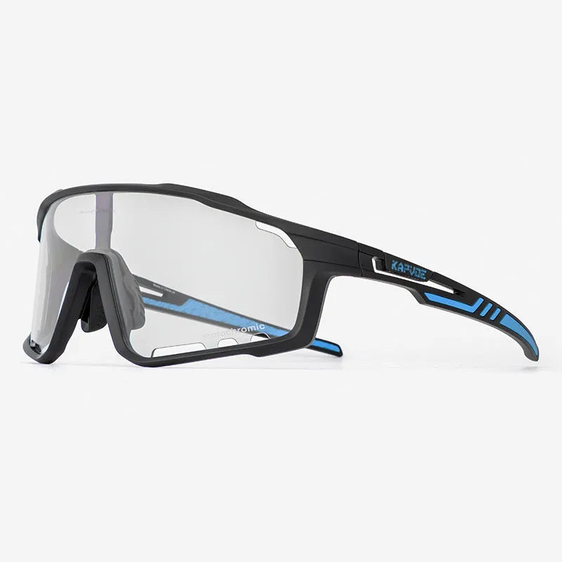 Unisex TR90 photochromic cycling sunglasses with a semi-rimless frame, shown in one of multiple colour variants.