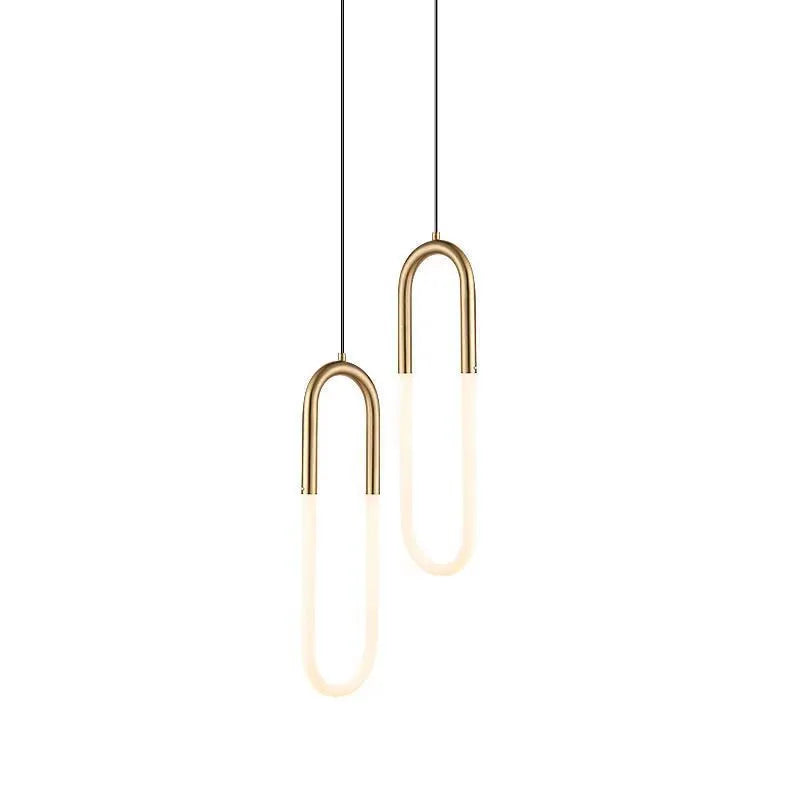 Nordic minimalist U-shaped bedside chandelier pendant light with tri-colour dimming functionality