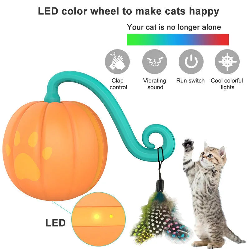 Electric cat toy luminous ball in plastic with watermelon colour cat teasing ball design
