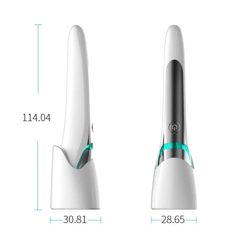 Rechargeable eye massage pen beauty instrument with electroplating ABS body, photo color, for reducing crow's feet and dark circles.