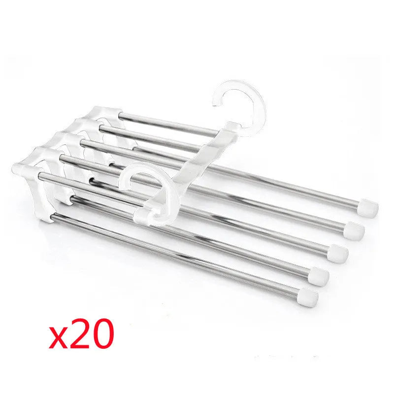 5-in-1 stainless steel trouser hanger, black, 47x18cm, with five booms and two hooks at each end