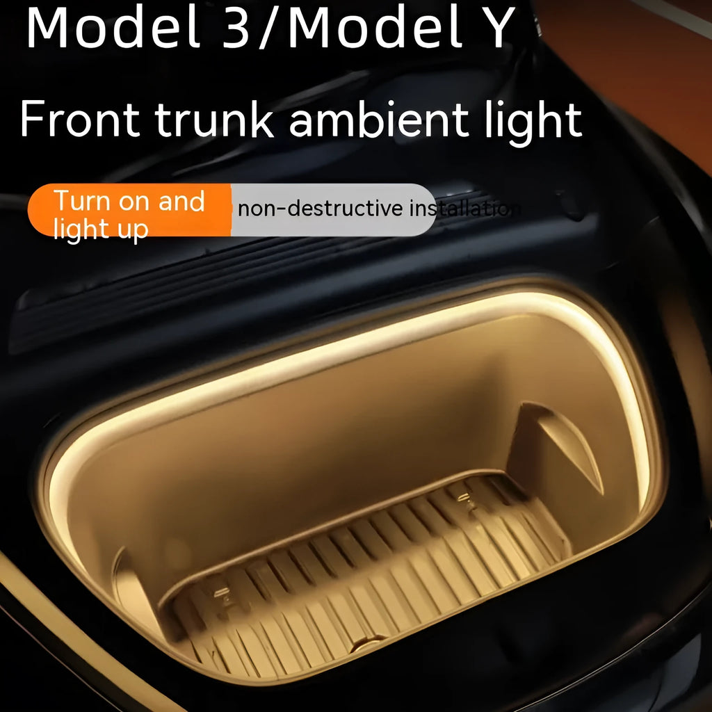 Tesla Model 3/Y front standby box ambient light kit with soft silicone light bar in three colour options