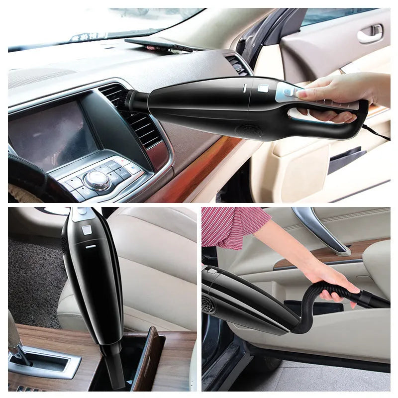Black and orange car vacuum cleaner with cigarette lighter power cord, measuring 36cm long