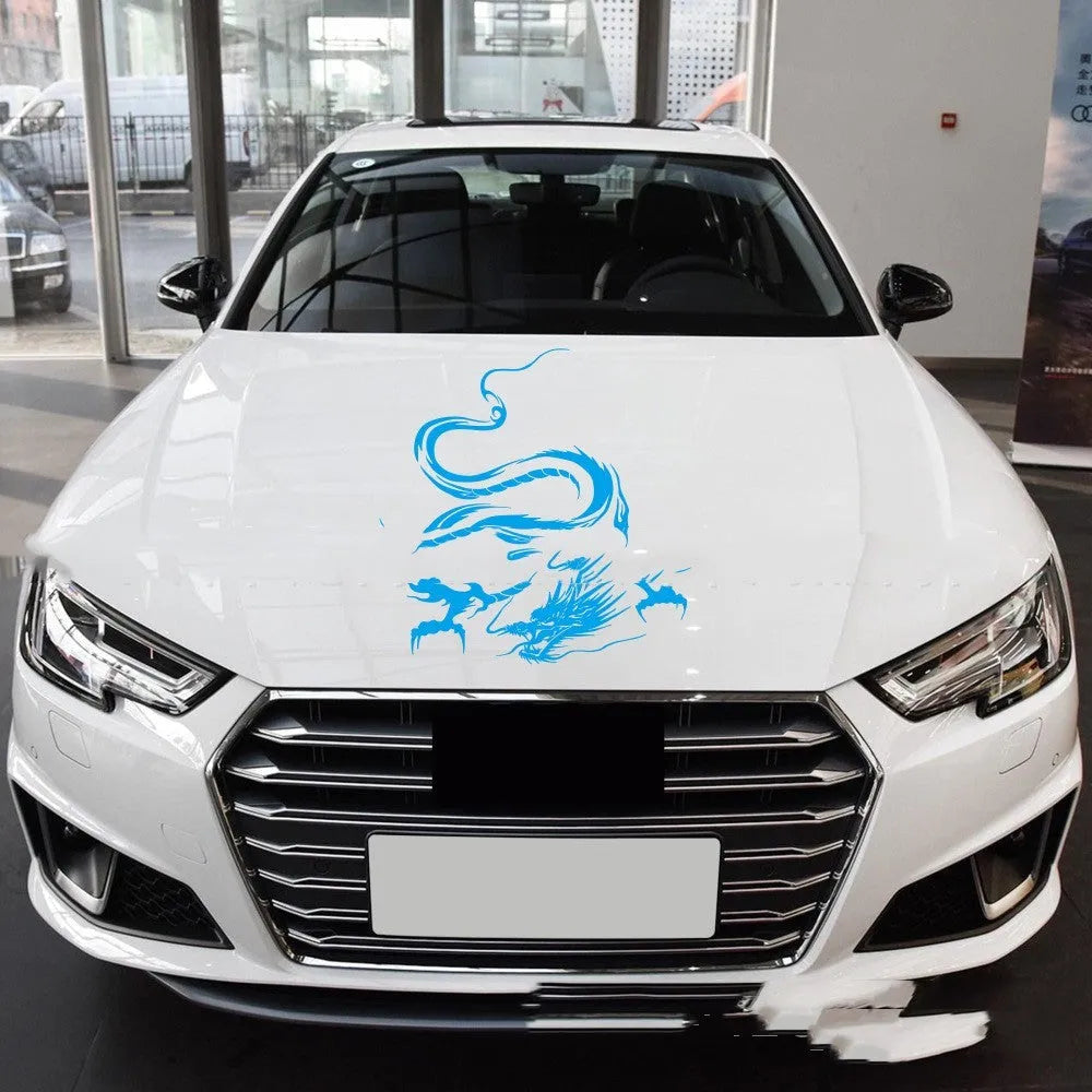PET car body sticker with dragon design 50x36cm front end decal in matte gold