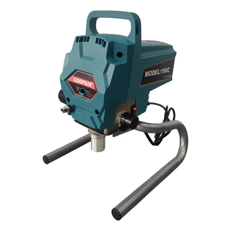 110V electric latex paint spraying machine with spray gun, 10m hose, and 517 nozzle on a work surface