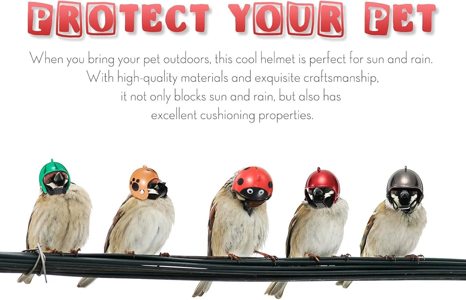 Small pet helmet for chicken and bird protection with adjustable elastic bands