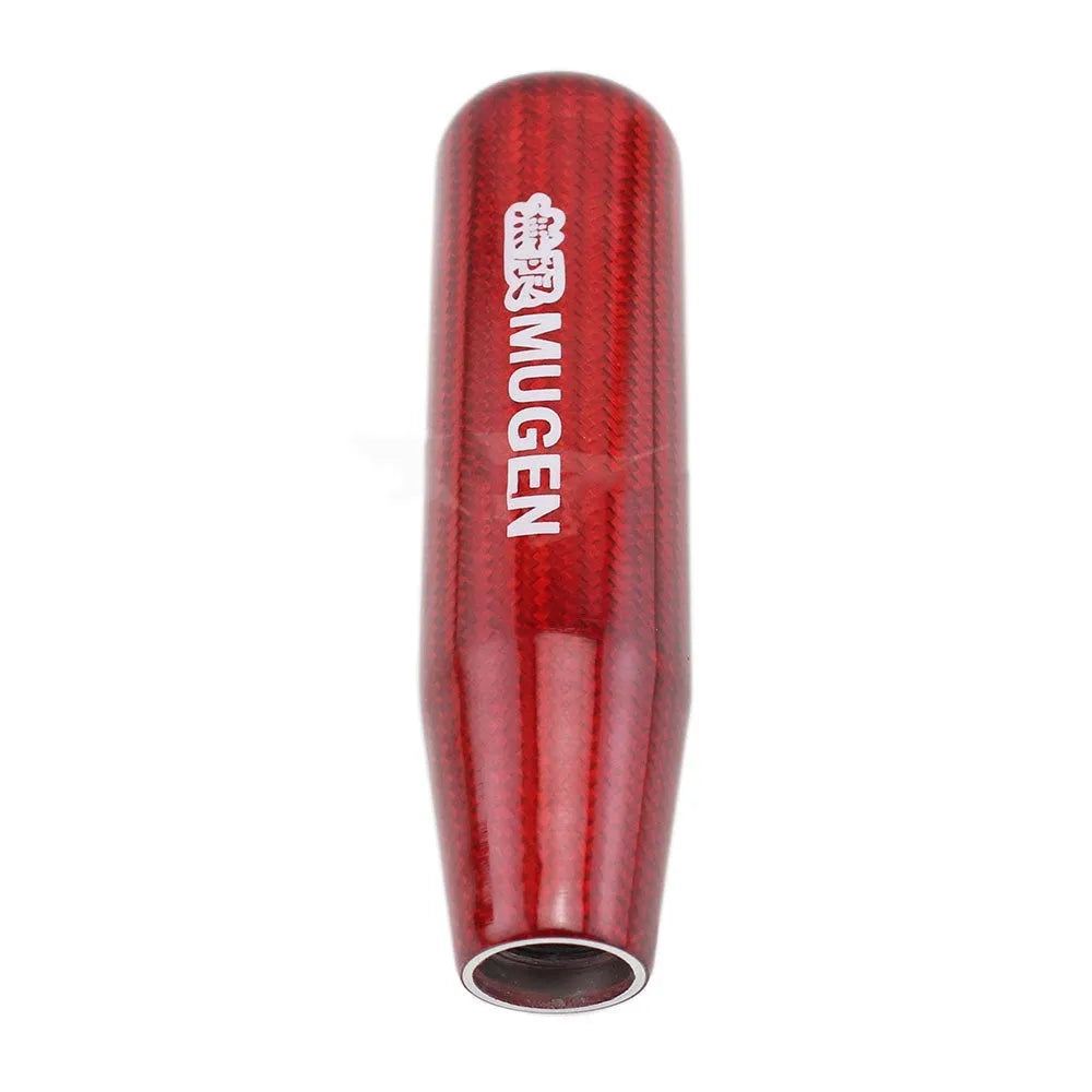 13cm carbon fibre car gear shift knob with aluminium base in red colour on manual transmission lever