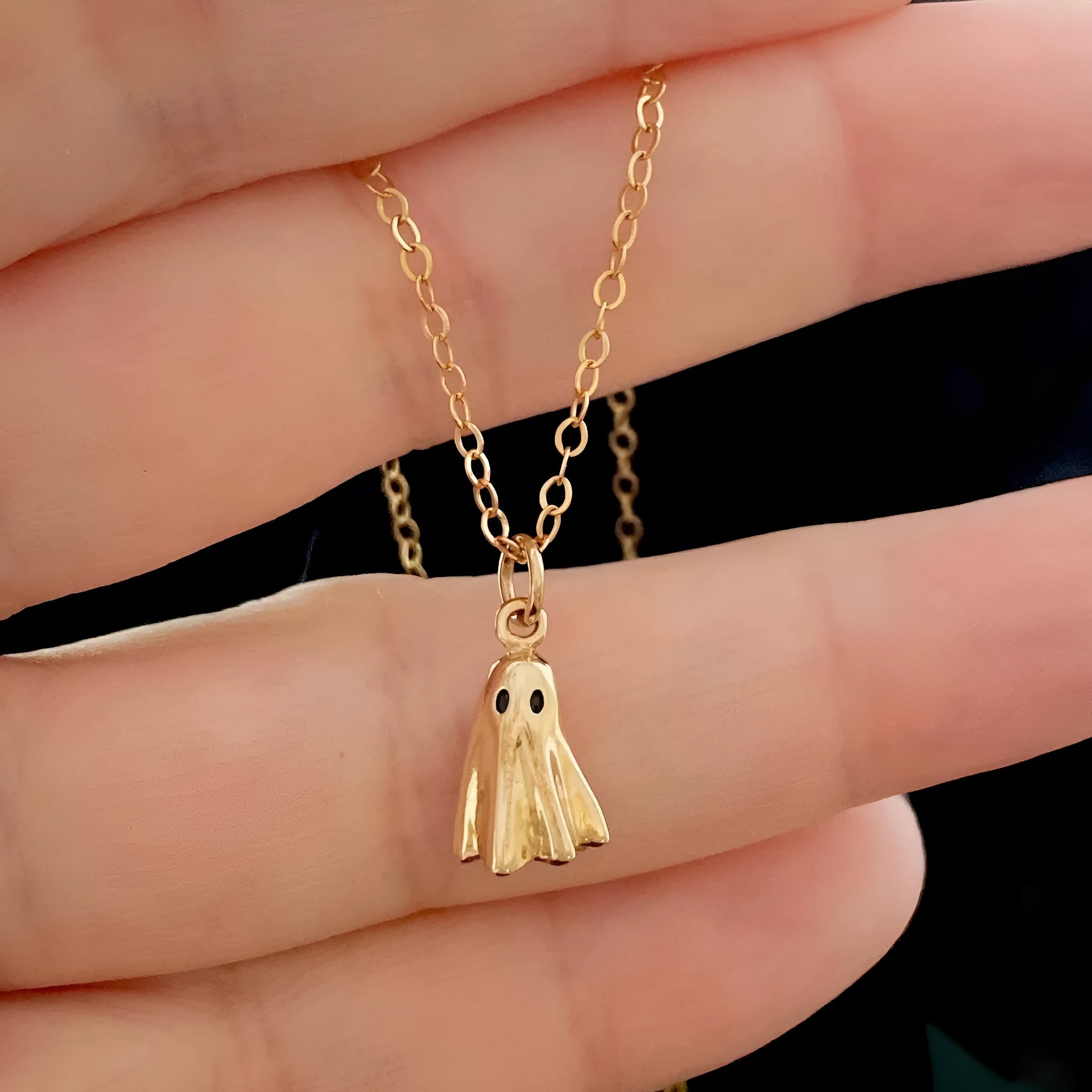 Ghost pendant necklace with titanium steel pendant on stainless steel chain